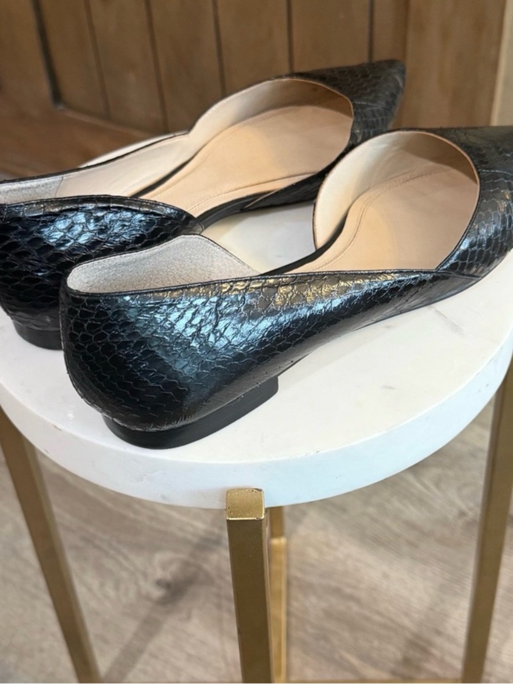 Black Snakeskin Embossed D’Orsay Flats | Marc Fisher - Picture 2 of 9